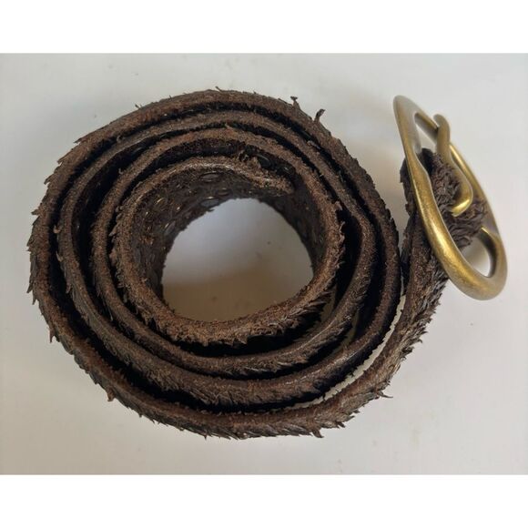 Vintage Orciani Leather Scales Studded Textured Brown Belt with Gold Accents M main image 7